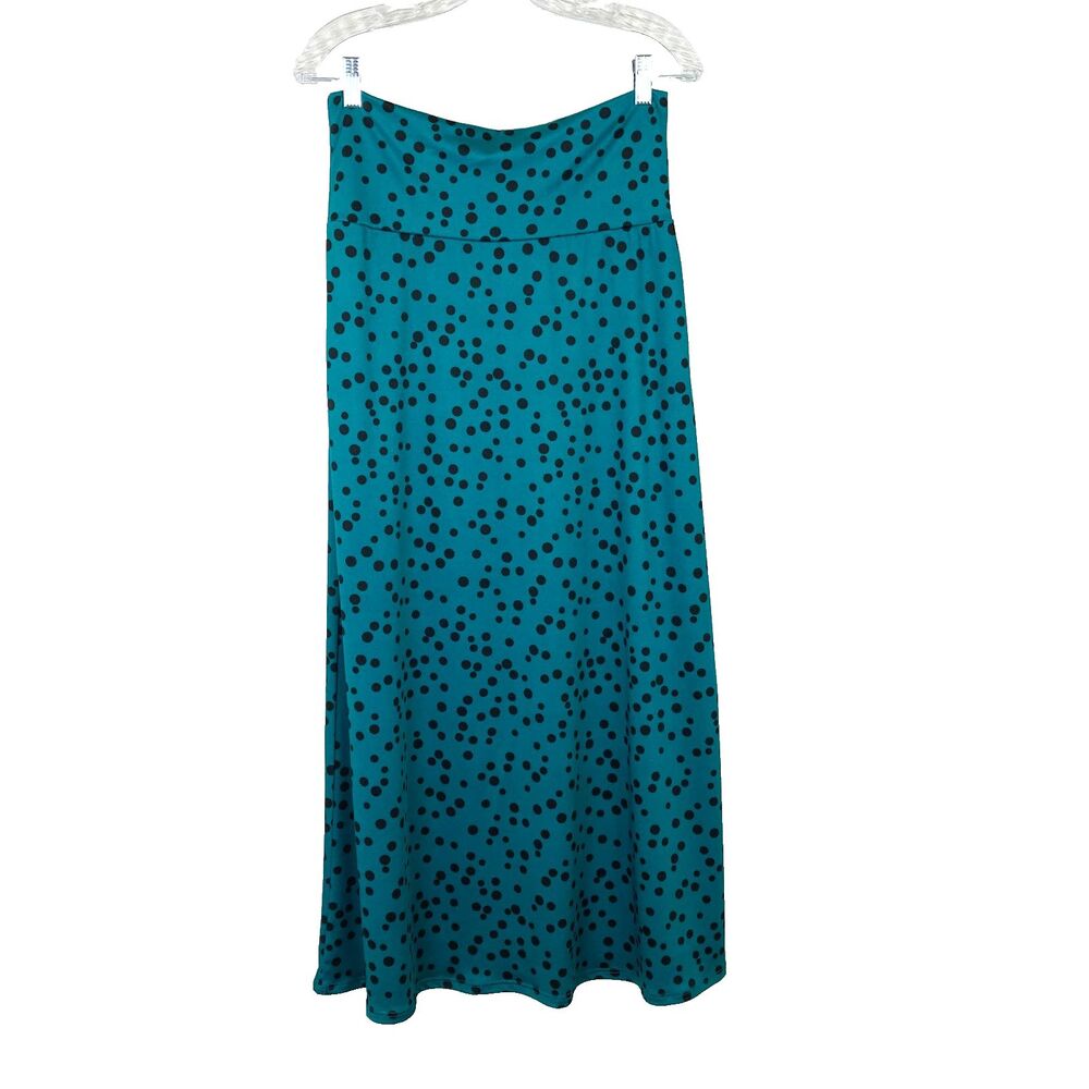 Azules A-Line Maxi Skirt Size Juniors L Green Black Knit Stretchy Waistband